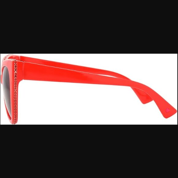 ❣️2/$36 NIP Betsey Johnson Red Bling Rhinestone Rimmed Red Cat Eye Sunglasses - Picture 5 of 9